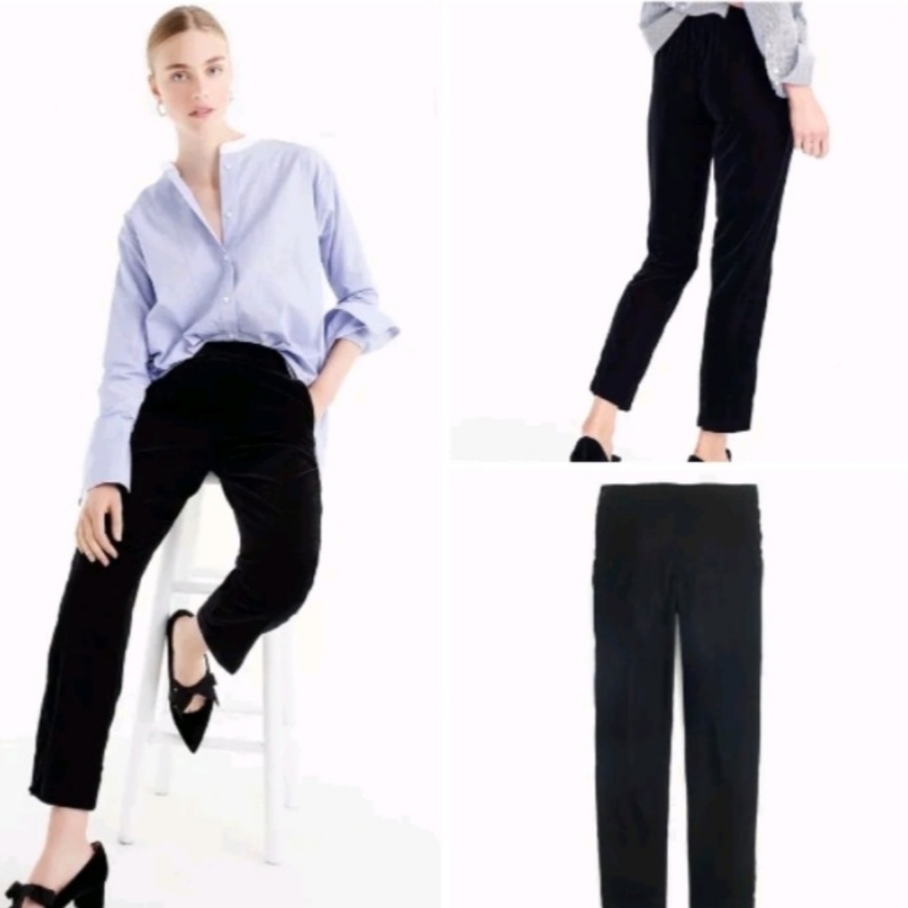 J. Crew Pull On Velvet Black Ankle Pants Pant Size 0